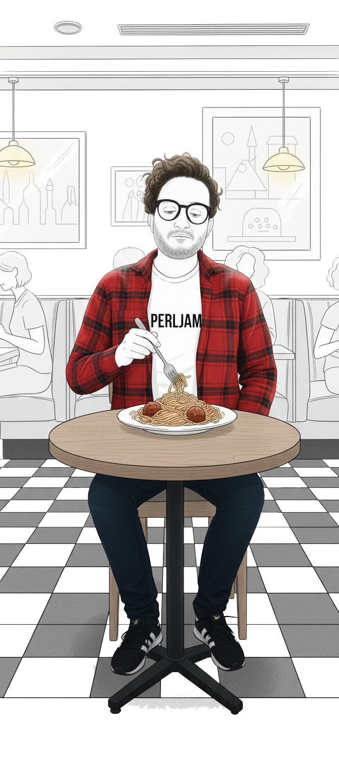 Profesor comiendo solo