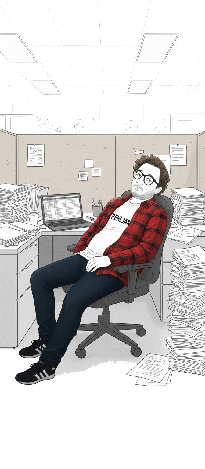 Profesor en oficina gris