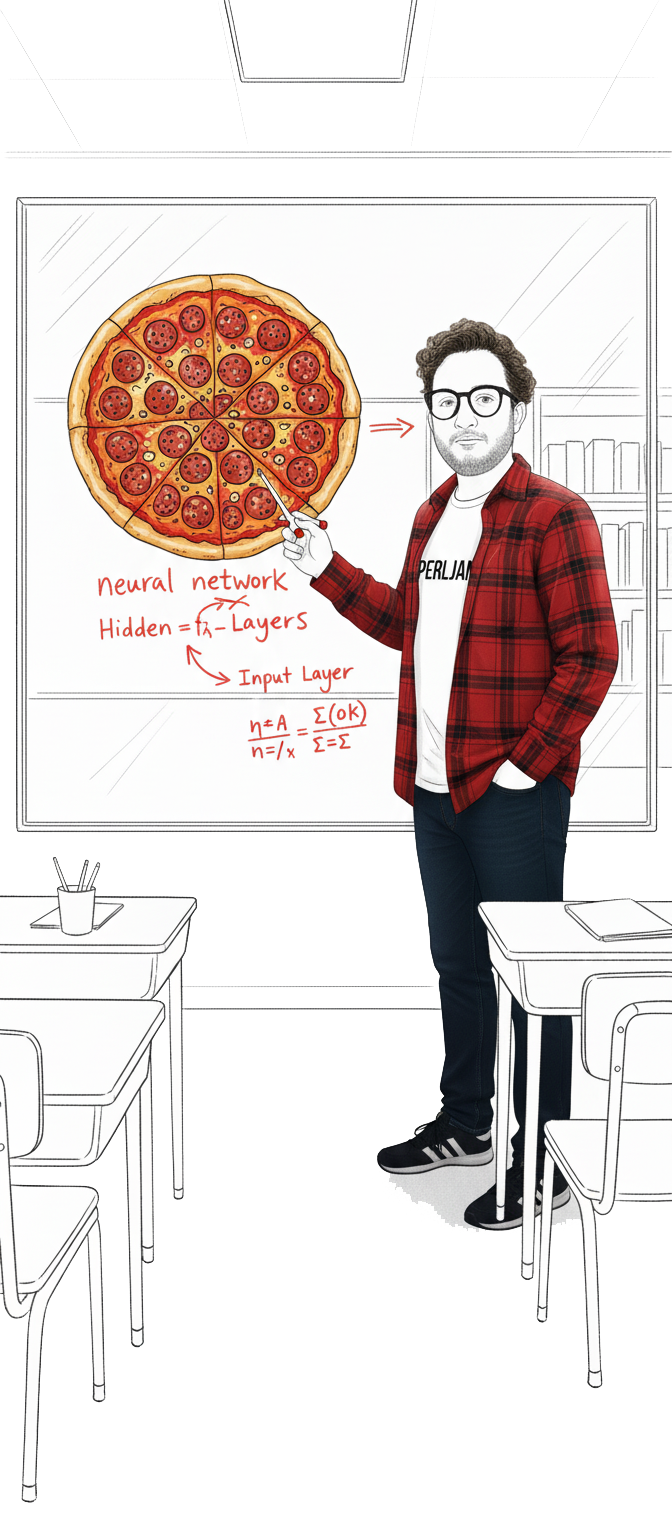 Pizza explicando IA